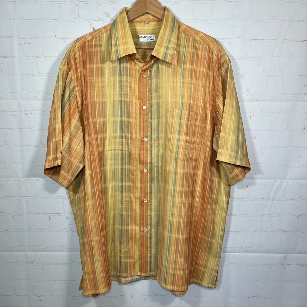 Georg Roth of Germany Linen Short Sleeve Button Up Shirt Mens Size XXL Striped